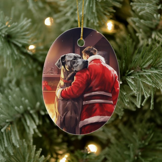Great Dane Christmas Ornament, Dog Memorial Gift Ceramic Ornament (Tree)