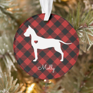 Great Dane Christmas Plaid Dog Name Photo Ornament