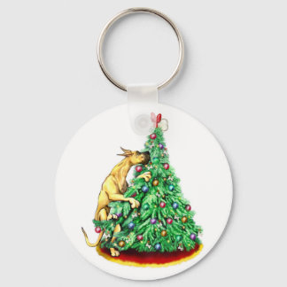 Great Dane Christmas Reach Goals Fawn Keychain