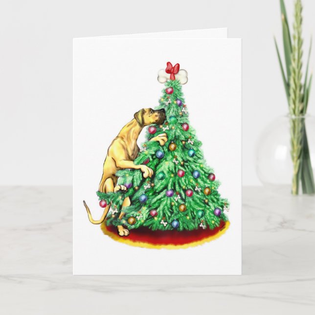 Great Dane Christmas Reach Goals Fawn UC Holiday Card (Front)