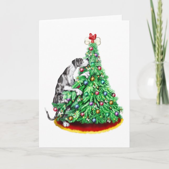 Great Dane Christmas Reach Goals Merle UC Holiday Card (Front)