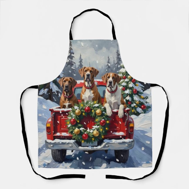 Great Dane Christmas Red Truck Holiday Apron (Front)