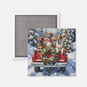 Great Dane Christmas Red Truck Holiday Magnet