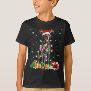 Great Dane Christmas Santa Hat Fairy Lights Pajama T-Shirt