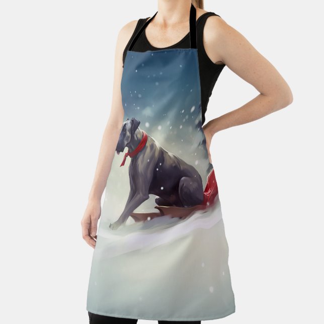 Great Dane Christmas snow winter Apron (Insitu)