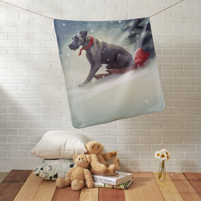 Great Dane Christmas snow winter Baby Blanket (In Situ)