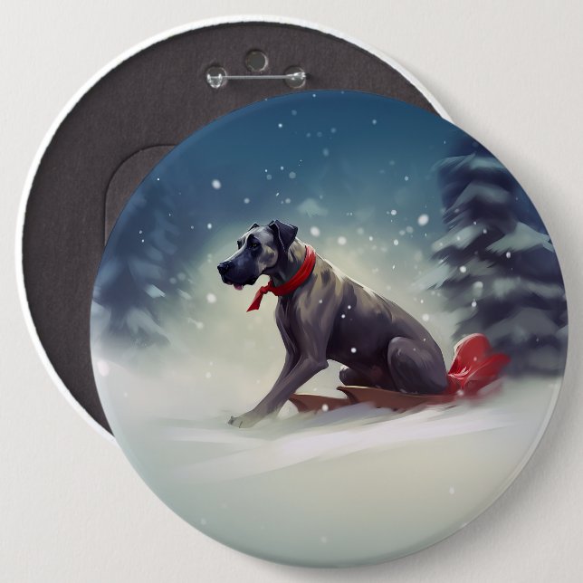 Great Dane Christmas snow winter Button (Front & Back)