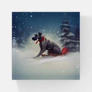 Great Dane Christmas snow winter Paperweight