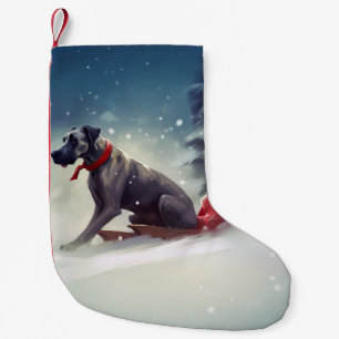 Great Dane Christmas snow winter Small Christmas Stocking