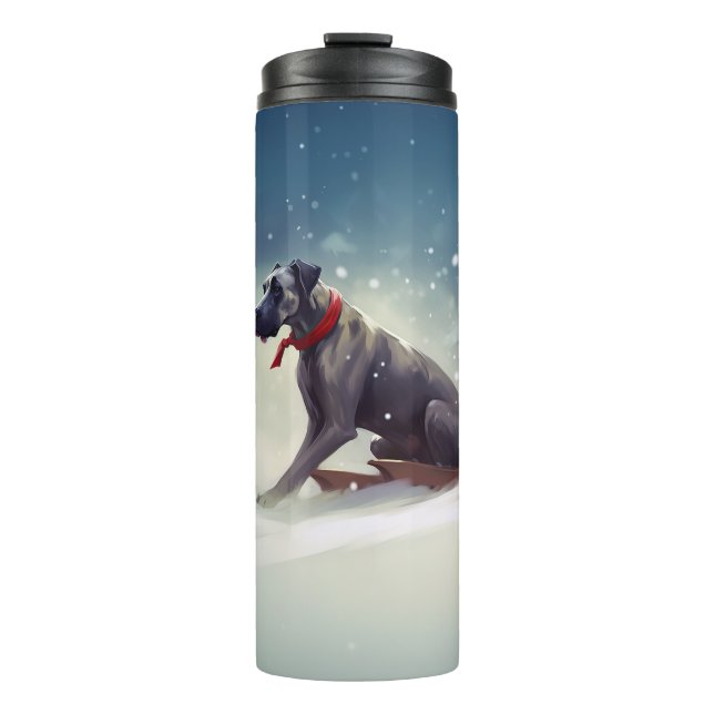 Great Dane Christmas snow winter Thermal Tumbler (Front)