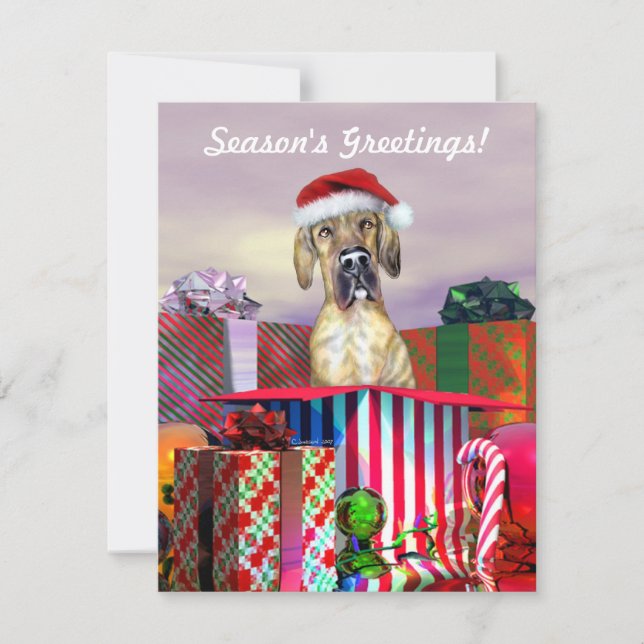 Great Dane Christmas Surprise Brindle UC Invitation (Front)