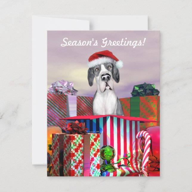 Great Dane Christmas Surprise Mantle UC Invitation (Front)