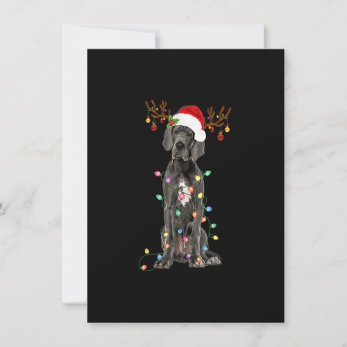 Great Dane Christmas Tree Lights Pajama Dog Lover  Invitation