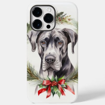 Great Dane Christmas Wreath Festive Pup  Case-Mate iPhone 14 Pro Max Case