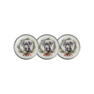 Great Dane Christmas Wreath Festive Pup Golf Ball Marker