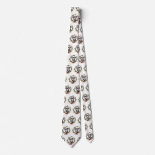 Great Dane Christmas Wreath Festive Pup Neck Tie
