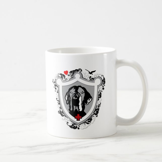 Great Dane coat black white Coffee Mug (Right)