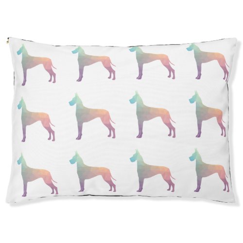 Great Dane Colorful Geometric Pattern Silhouette Pet Bed