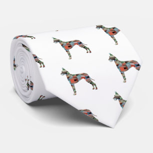Great Dane Colorful Geometric Pattern Silhouette Tie