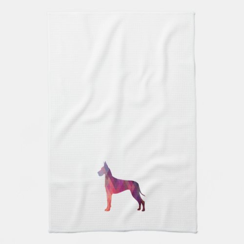 Great Dane Colorful Geometric Pattern Silhouette Towel