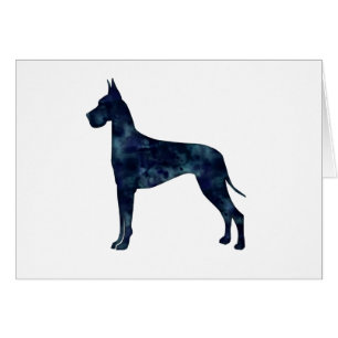 Great Dane Cropped Ear Black Watercolor Silhouette