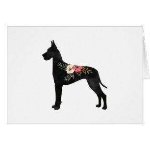Great Dane Cropped Ears Boho Floral Silhouette