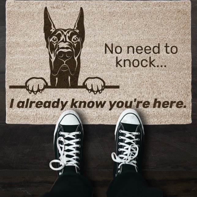 Great Dane (Cropped Ears) No Need to Knock Fiber Doormat (Great Dane (Cropped Ears) No Need to Knock Door Mat)