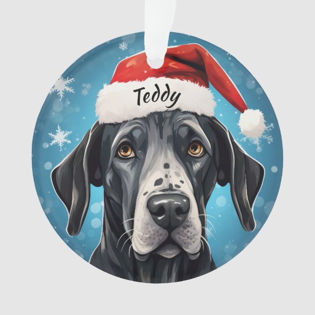 Great Dane Custom Christmas Ornament (Front)