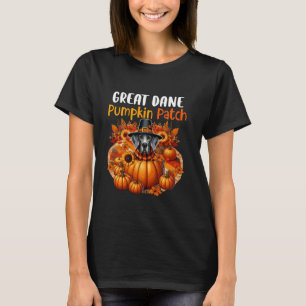 Great Dane Cute Patch Thanksgiving Pumpkins Fall L T-Shirt