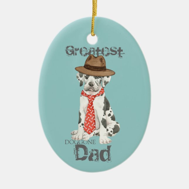 Great Dane Dad Ceramic Ornament (Front)