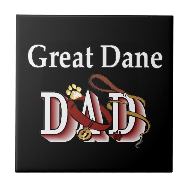 Great Dane Dad Ceramic Tile (Front)