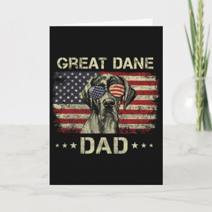 Great Dane Dad Dog Lovers American Flag 4th Of Jul Card