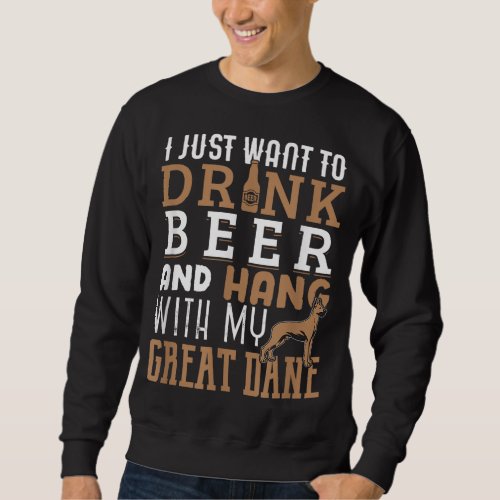 Great Dane Dad Funny Fathers Day Dog Lover Beer Sweatshirt