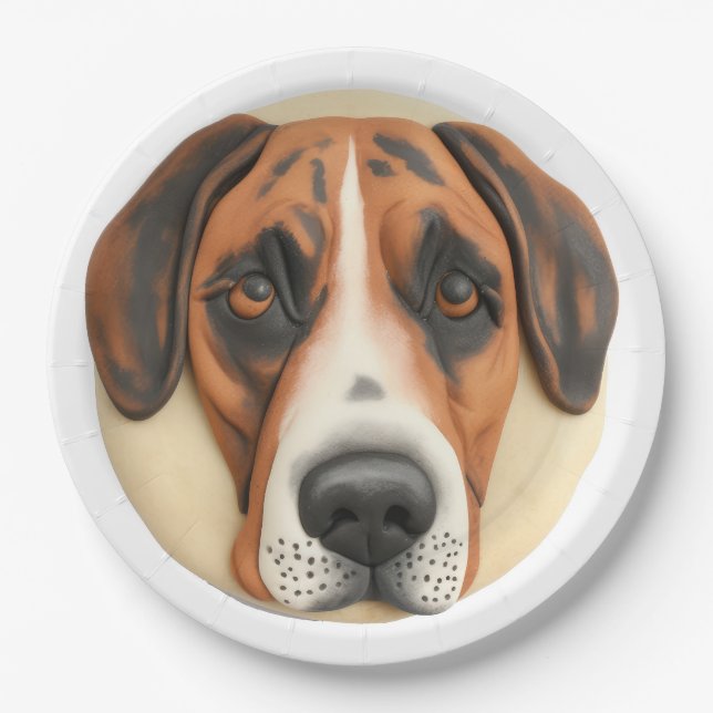 Great Dane Dog 3D Inspired Paper Plates (Front)
