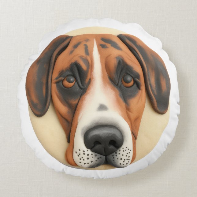 Great Dane Dog 3D Inspired Round Pillow (Front)