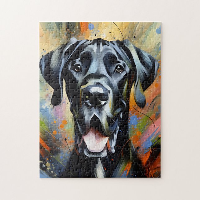 Great Dane Dog Acrylic Art Print Dog Lover Gift Jigsaw Puzzle (Vertical)
