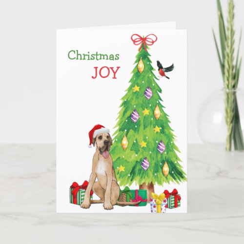 Great Dane Dog and Christmas Tree Holiday Card