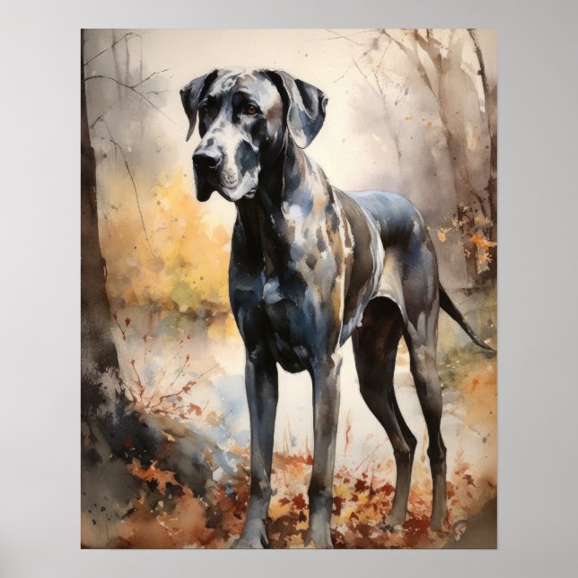 Great Dane Dog Art Print Poster (Front)