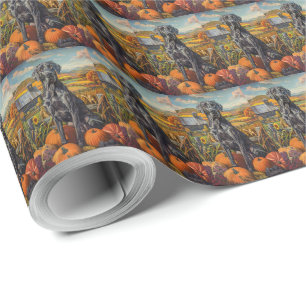 Great Dane Dog Autumn Harvest Thanksgiving Wrapping Paper