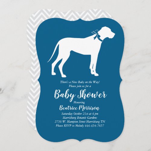 Great Dane Dog Baby Shower Blue Boy Invitation