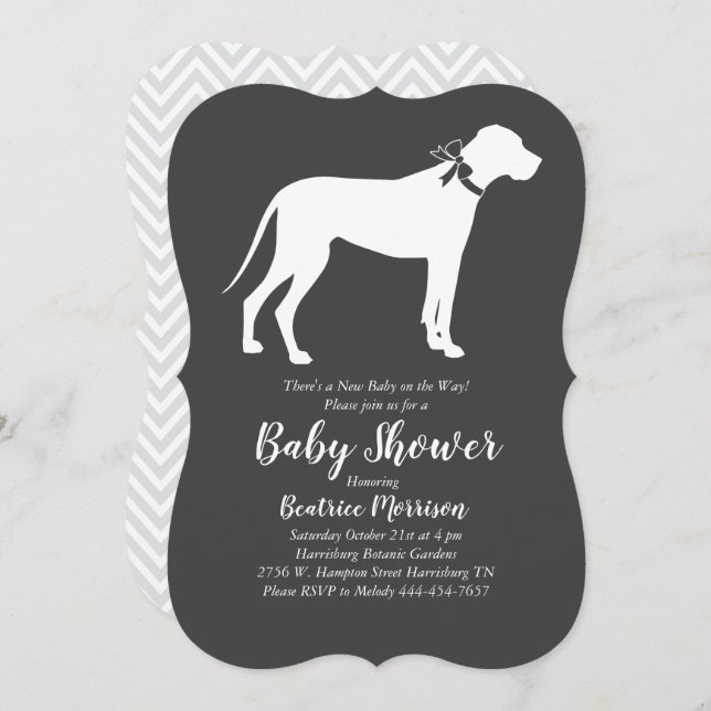 Great Dane Dog Baby Shower Gender Neutral Invitation (Front/Back)