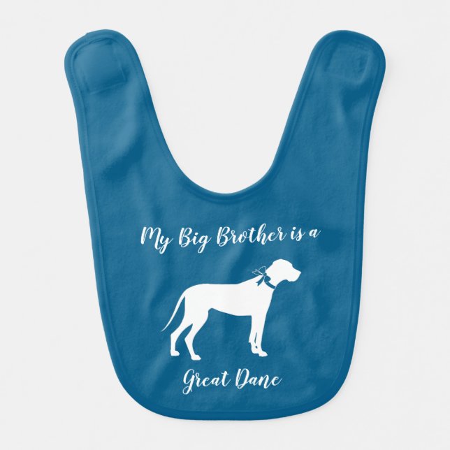 Great Dane Dog Baby Shower Puppy Blue Boy Baby Bib (Front)