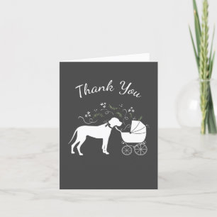 Great Dane Dog Baby Shower Puppy Grey Letterpress Thank You Card