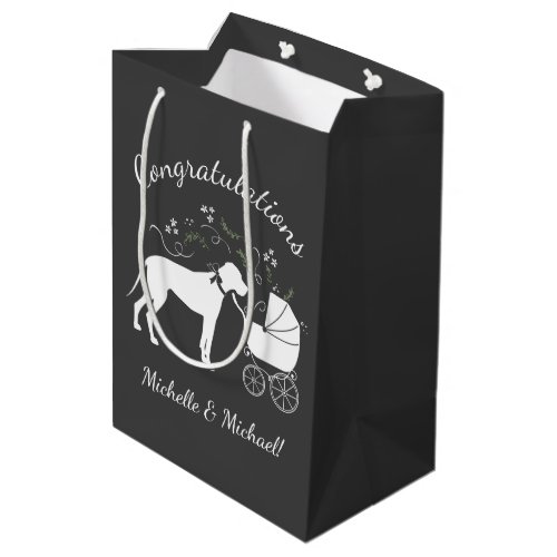 Great Dane Dog Baby Shower Puppy Grey Medium Gift Bag