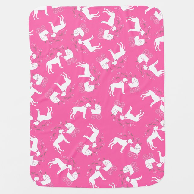 Great Dane Dog Baby Shower Puppy Pink Girl Baby Blanket (Front)