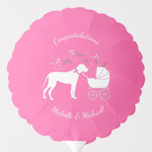 Great Dane Dog Baby Shower Puppy Pink Girl Balloon