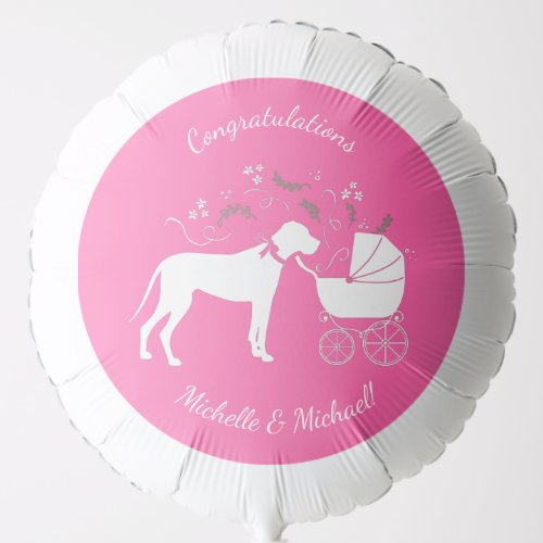 Great Dane Dog Baby Shower Puppy Pink Girl Balloon