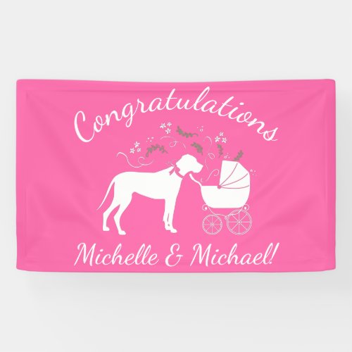Great Dane Dog Baby Shower Puppy Pink Girl Banner