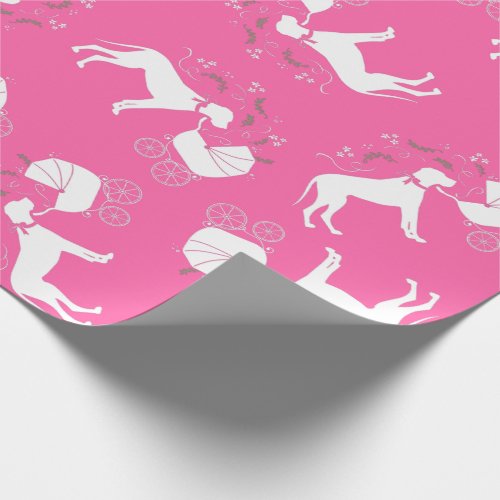 Great Dane Dog Baby Shower Puppy Pink Girl Wrapping Paper