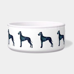 Great Dane  Dog Black Watercolor Silhouette Bowl
